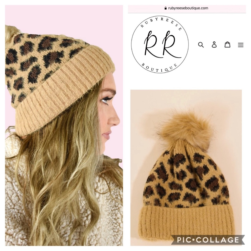 Leopard Pom Beanie
